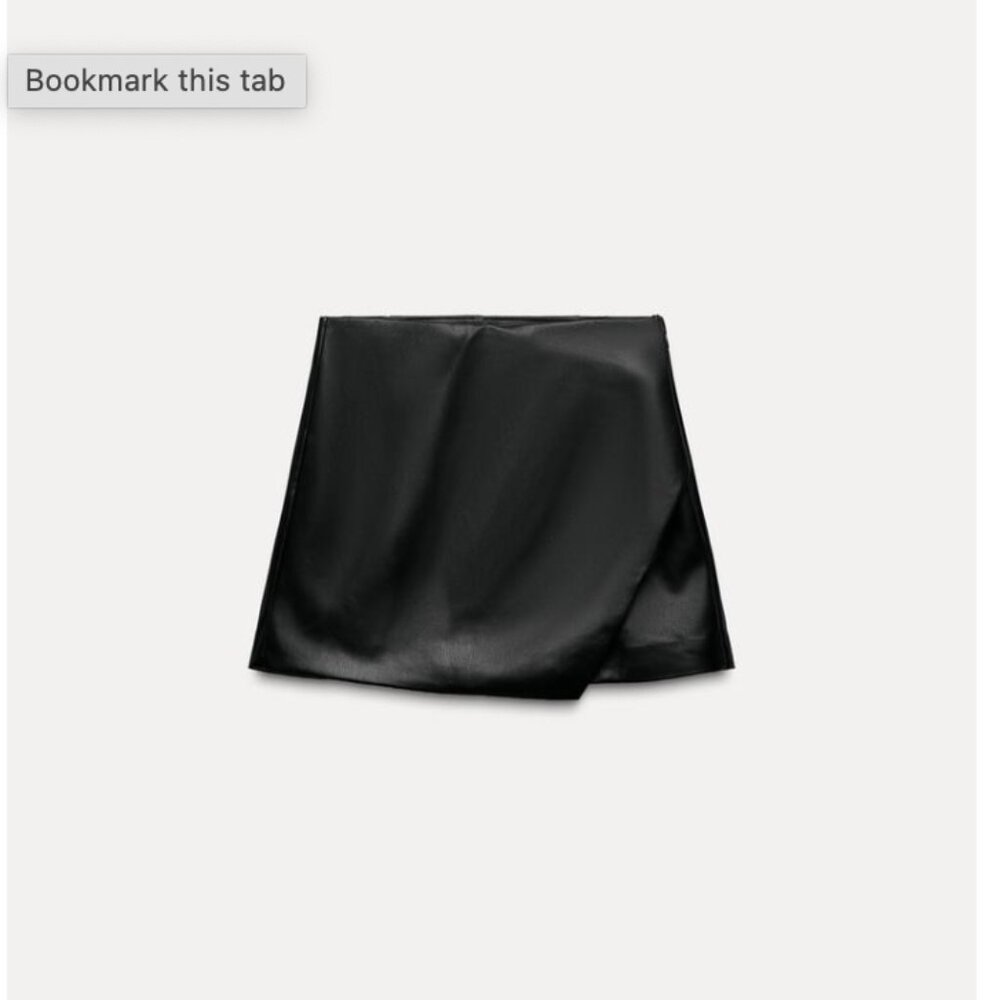 ZARA -ASYMMETRIC FAUX LEATHER SKORT- size M - NWT